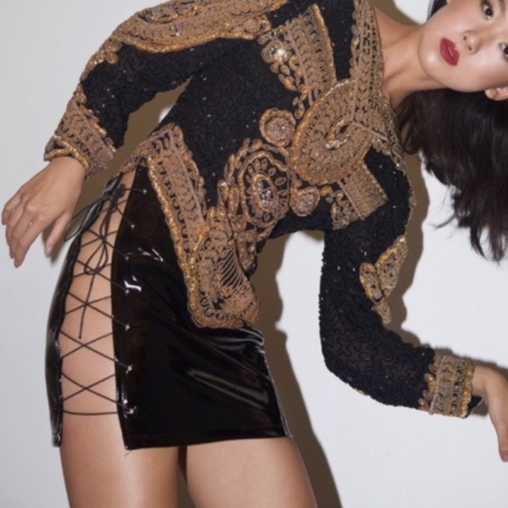 Danielle Guzio Lace Up skirt